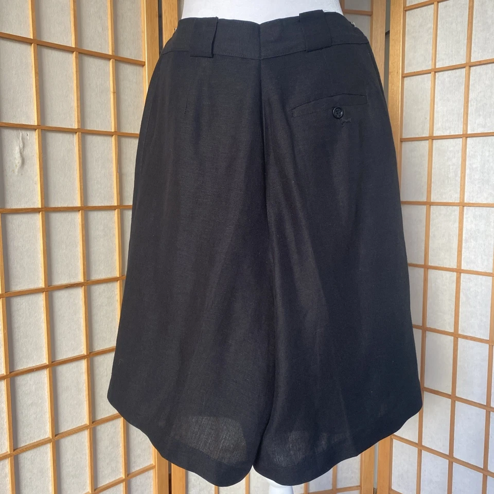 Pantalones Cortos De Colección Giorgio Sant'Angelo Para Mujer Mezcla de Lino Negro Talla 10 Cintura Alta Foto 2 de 4