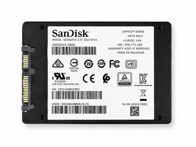 SanDisk Ultra 3D 500GB 2.5'' SATA III SSD Solid State Drive SDSSDH3-500G