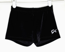 GK Elite Adult XS AXS X-Small Solid Black Velvet Velour Gymnastics Cheer SHORTS