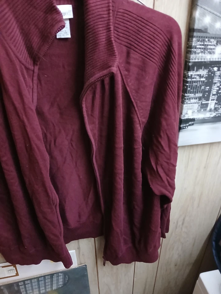 Suéter de Moda Bug Para Mujer Talla 3X Marrón Cremallera Completa Manga Larga Tejido Foto 3 de 4