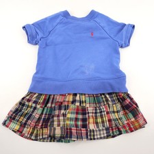 Polo Ralph Lauren Madras Patchwork Sweatshirt Dress Blue Girls 3 - Flaw