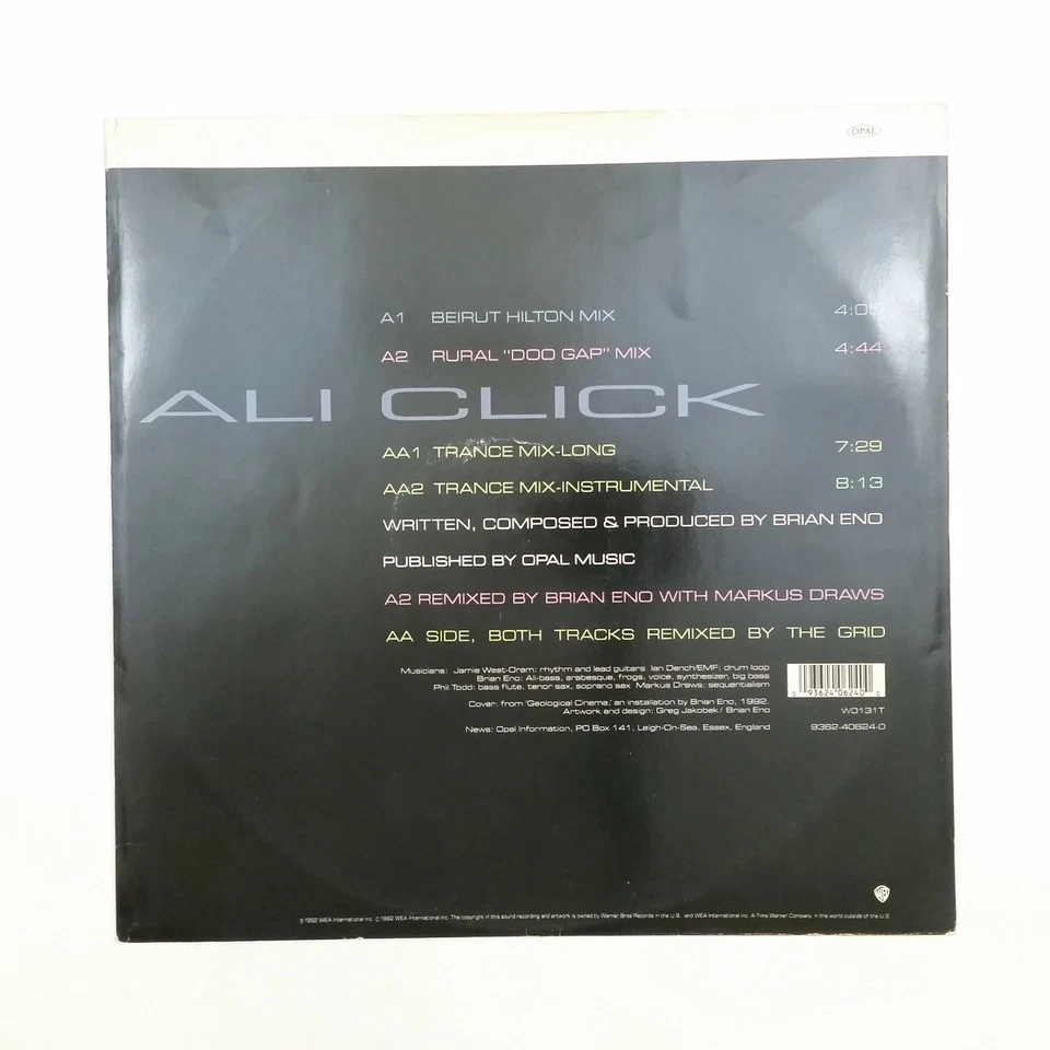 BRIAN ENO Ali Click W0131 12" Vinyl VG+nr++ Cover VG+ 1992 UK Electronic - Image 2 of 3