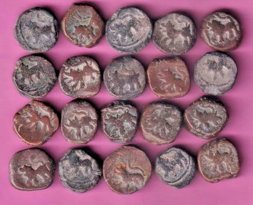 Hydrabad-Elichpur Feudatory Lion to Right 1834-1868 Paisa 20 Pieces copper coins