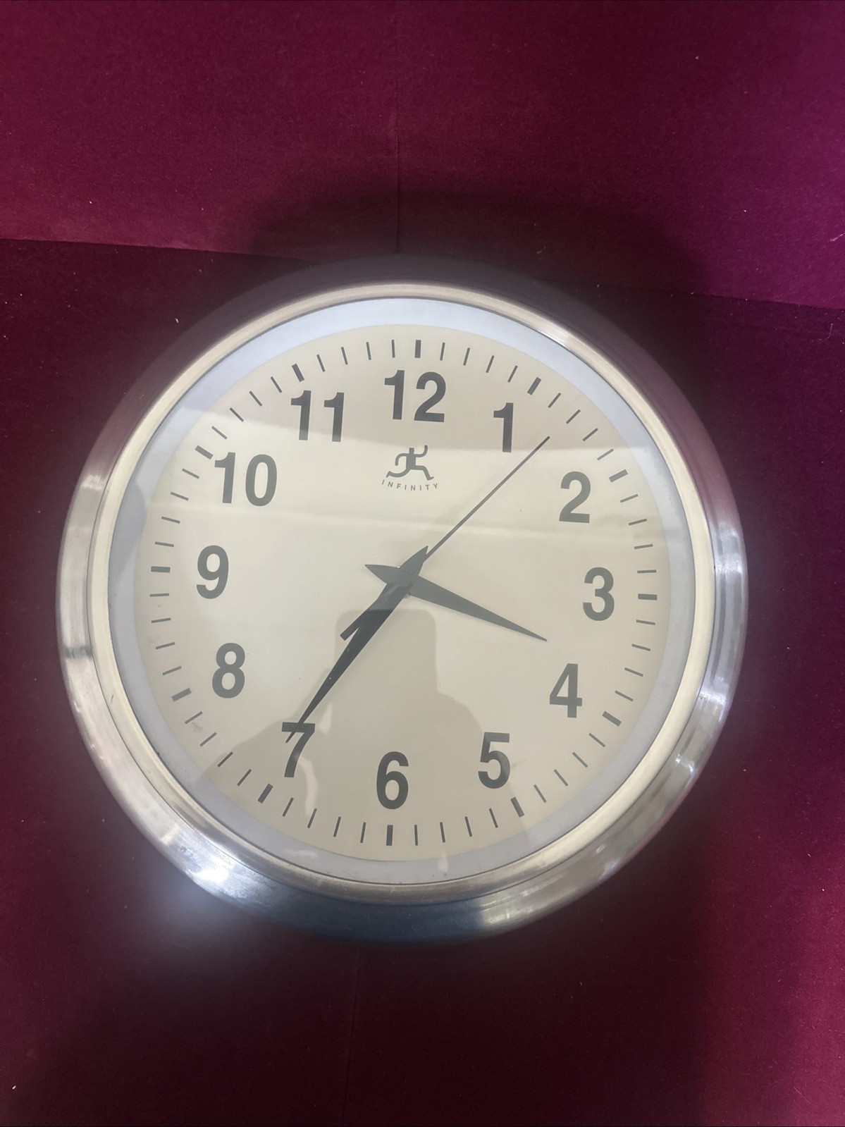 Infinity Instruments Wall Clock Retro Round Silver Classic 9" Stylish Works