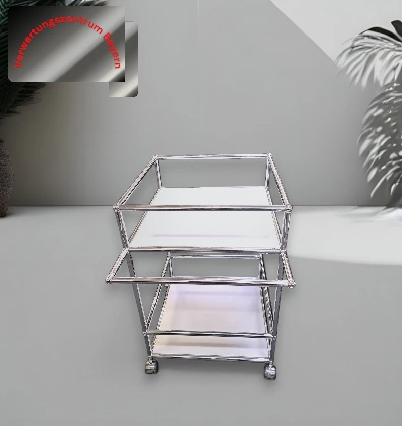 USM Haller Servierwagen Barwagen Beistellwagen silbergrau mobil Büro usm0228
