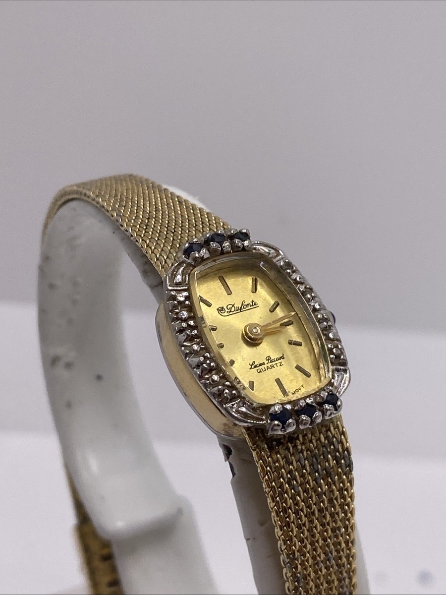 Dufonte By Lucien Picard Womens Gold Tone Sapphire Diamond  display picture 3