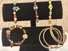 ITALIAN GLASS MURANO STYLE BEADS CHARMS BANGLE BRACELETS CONTEMPORARY LOT 5 LN