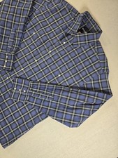 Wrangler Men  s L Pearl Snap Western Shirt Blue Plaid Long Sleeve