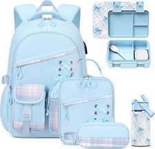 Backpacks for Girls, 9PCS Girls Backpack Set with Lunch Bag, Pencil Case, Bento