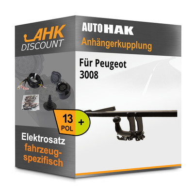 Für Peugeot 3008 11.23- AUTO HAK Anhängerkupplung abnehmbar + 13polig E-Satz AHK