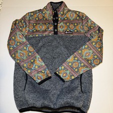 Simply Southern Fleece Pullover Womens Sz L 1/4 Snap Aztec Turtle Seahorse