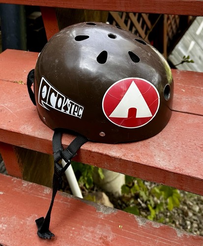 Vintage 80s Pro-Tec Skateboard Helmet Bmx Made In USA Rare Brown Color Skate M/L