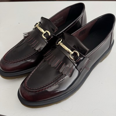 Dr Martens Adrian Snaffle Smooth Leather Kiltie Loafers Sz 14 Men's Cherry Red
