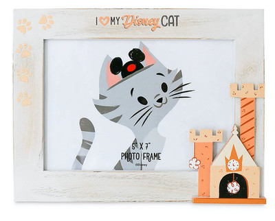 Disney Parks I Love My Disney Cat Wood Photo Frame 5x7 New Paw Print Castle