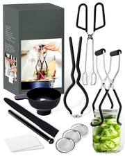 Complete Canning Kit For Beginners, 8 Pcs, Jar Tools, Labels, Black