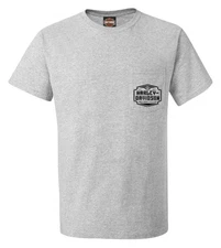 Harley-Davidson Men's Artful Shield Short Sleeve Chest Pocket Tee, Sport Gray