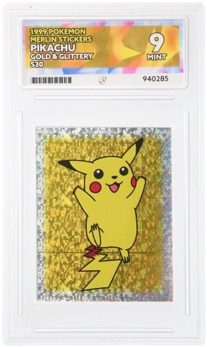Pokémon Pikachu 1999 Merlin Pokémon Sticker Prism #S25 ACE Mint 9 **Low Pop**