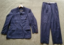 Vintage Principles Navy Pinstripe Suit - 40R Jacket & 34W/28L Trousers Pure Wool