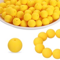 100 StüCk Silikonperlen 15Mm Silikonperlen GroßPackung FüR Stifte Runde Gelb