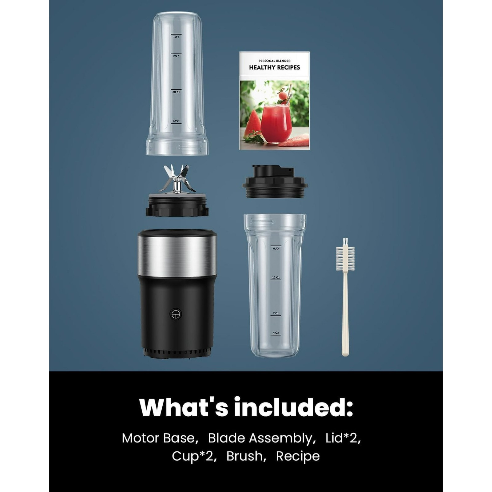 900W Personal Countertop Blender for Shakes and Smoothies with 2*24oz BPA Cups