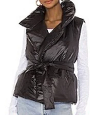 Norma Kamali Sleeveless Sleeping Bag Vest – Black/Dark Navy –  Belt, XS/SM