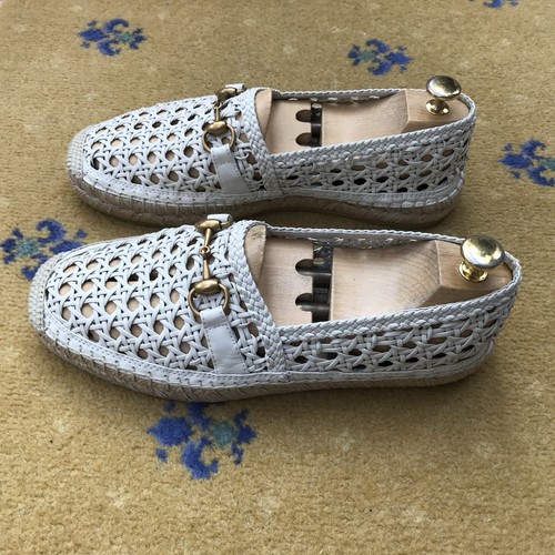 Gucci Halbschuhe Espadrille Schuhe Weiß Leder Horsebit Herren UK 8,5 US 9,5 42+ Neu - Bild 5 von 13