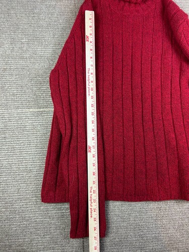 Abercrombie Fitch Mens Red Lambswool Ribbed Turtleneck Sweater Size Cottagecore - Picture 4 of 7