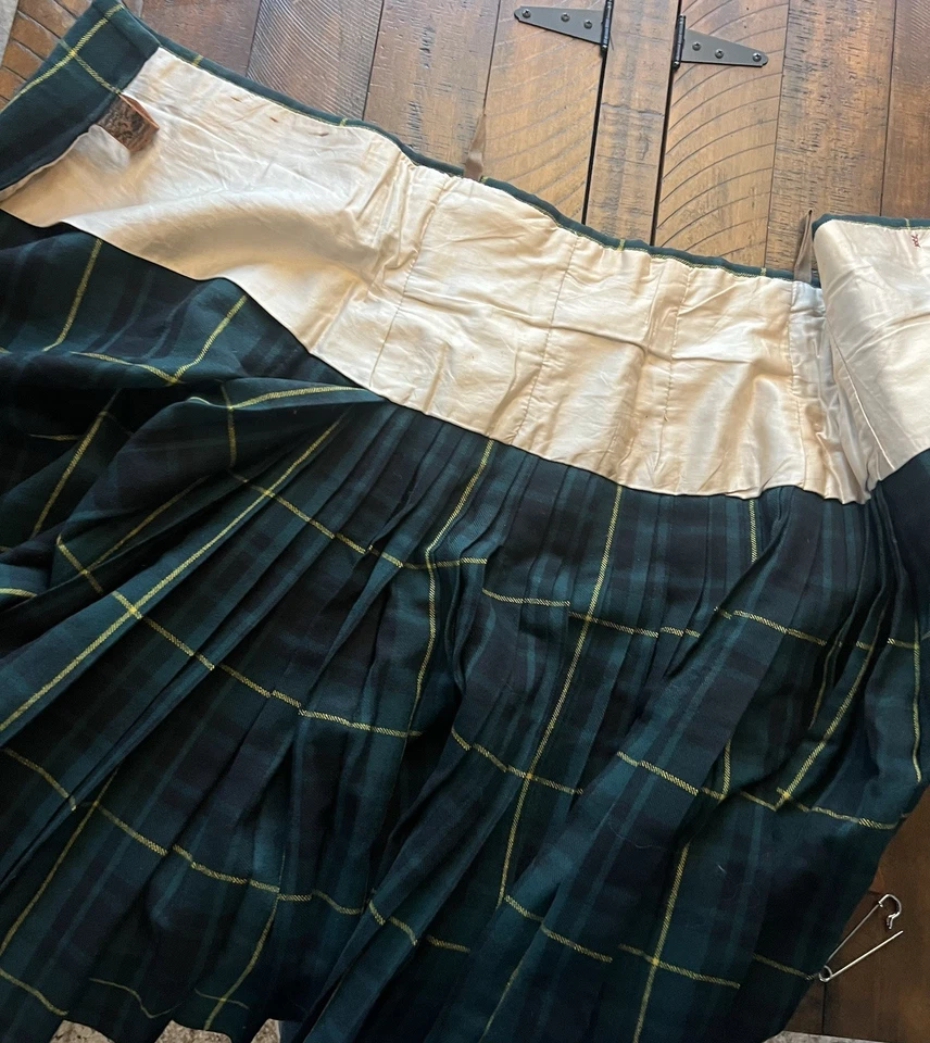 Falda escocesa de lana vintage tartán verde azul talla 2-4 talla 26 pulgadas cintura como está Foto 4 de 4