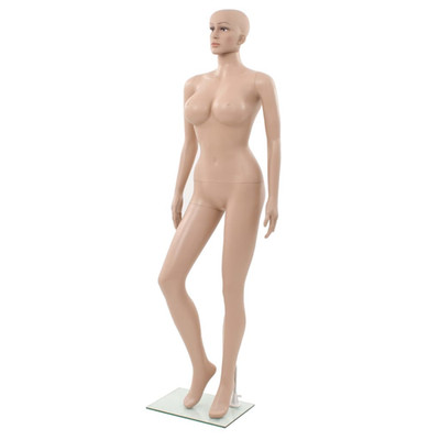 Volle Schaufensterpuppe 180cm beige PP Glasboden 42,5x29,5cm XXL Büste bewegliche Arme Kopf
