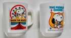 Vintage Lot of 2  1980 Peanuts  Snoopy - Anchor Hocking Milk Glass Mug