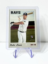 2019 Topps Heritage Nate Lowe RC Tampa Bay Rays Rookie #604 Baseball Card. rookie card picture