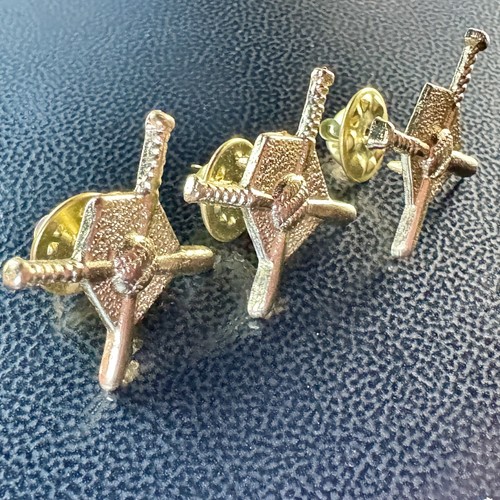 3pc Crossed Baseball Bats Ball & Home Plate Letterman Tack Pin Gold Tone Metal - Picture 3 of 9