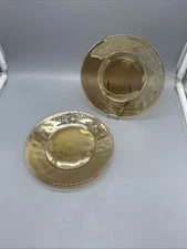 2 Iridescent Marigold 6" Carnival Glass Plates Depression Bread Salad Dessert