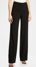 St. John Caviar Diana Black Wide Leg Classic Quiet Lux Career Trouser Pants Sz 8