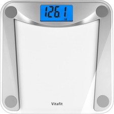High Accuracy Digital Bathroom Scale with Blue Backlit LCD, 400lb Capacity