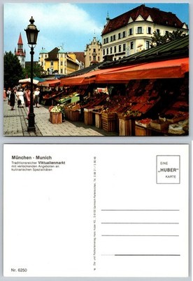 Munich Viktualienmarkt Germany Postcard Street Market Huber Chrome Unposted