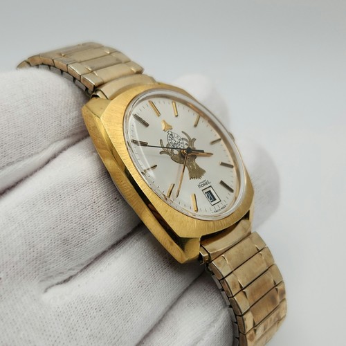 Ernest Borel Men's Vintage Gold Tone w/ BPOE Elk Accent Automatic Watch - Picture 3 of 21