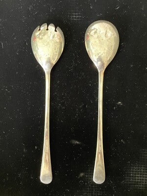 Ancien Saladier En Verre Taillé Avec Rebord Argenté Et Cuillère Sheffield - Argenté