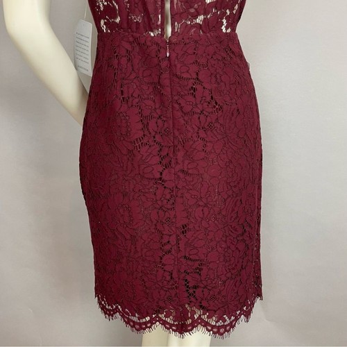 BB Dakota Spitzenkleid Neu mit Etikett Cara Burgund Gr. 2 Cocktail hochgeschlossen gewellte Wimpern - Bild 10 von 14