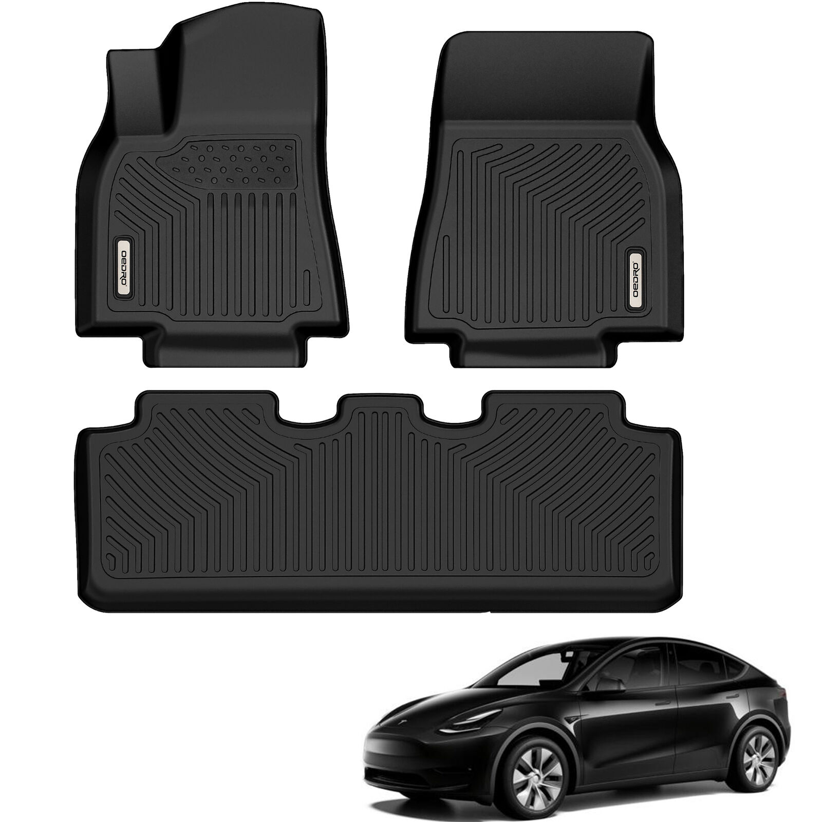 OEDRO Floor Mats Set for 2020-2024 Tesla Model Y All Weather 3D Mold TPE  Liners