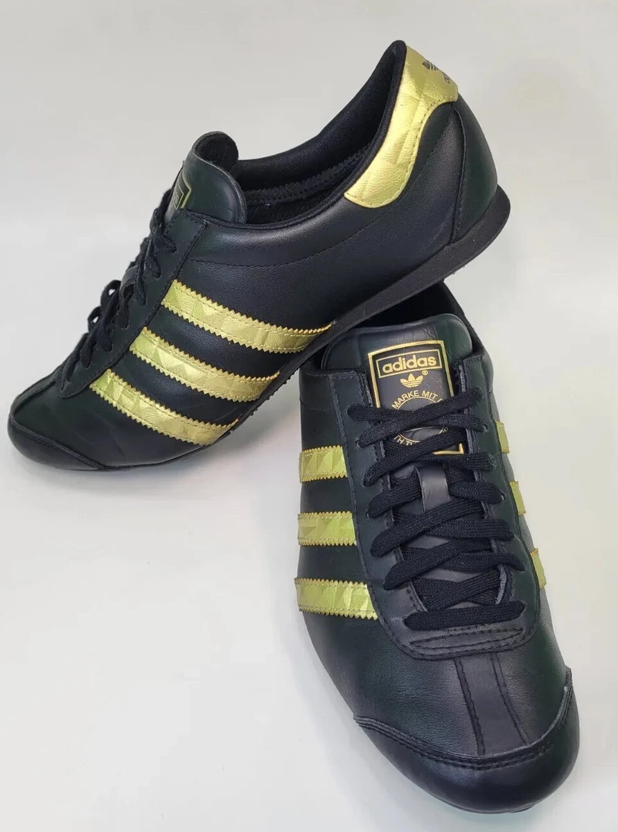 Rare Adidas Die Den 3 Streifen Men&#039;s Size 8 Vintage Sneakers Gold Blk eBay