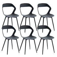 Set 6 Sedie da pranzo in Polipropilene Stile Moderno Sedie per Cucina Nero-EMP