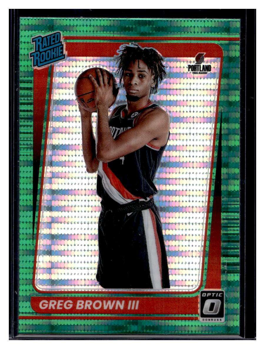 2021-22 Panini Donruss Optic Green Pulsar Prizm #195 Greg Brown III RC (A)