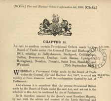 Antique Act of Parliament Pier Harbour Newlyn Penarth 1886 politics Document 