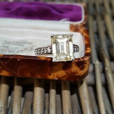 Diamonique 925 Sterling Silver Ring, Simulated Canary Diamond, Size i.5 US 4.5 