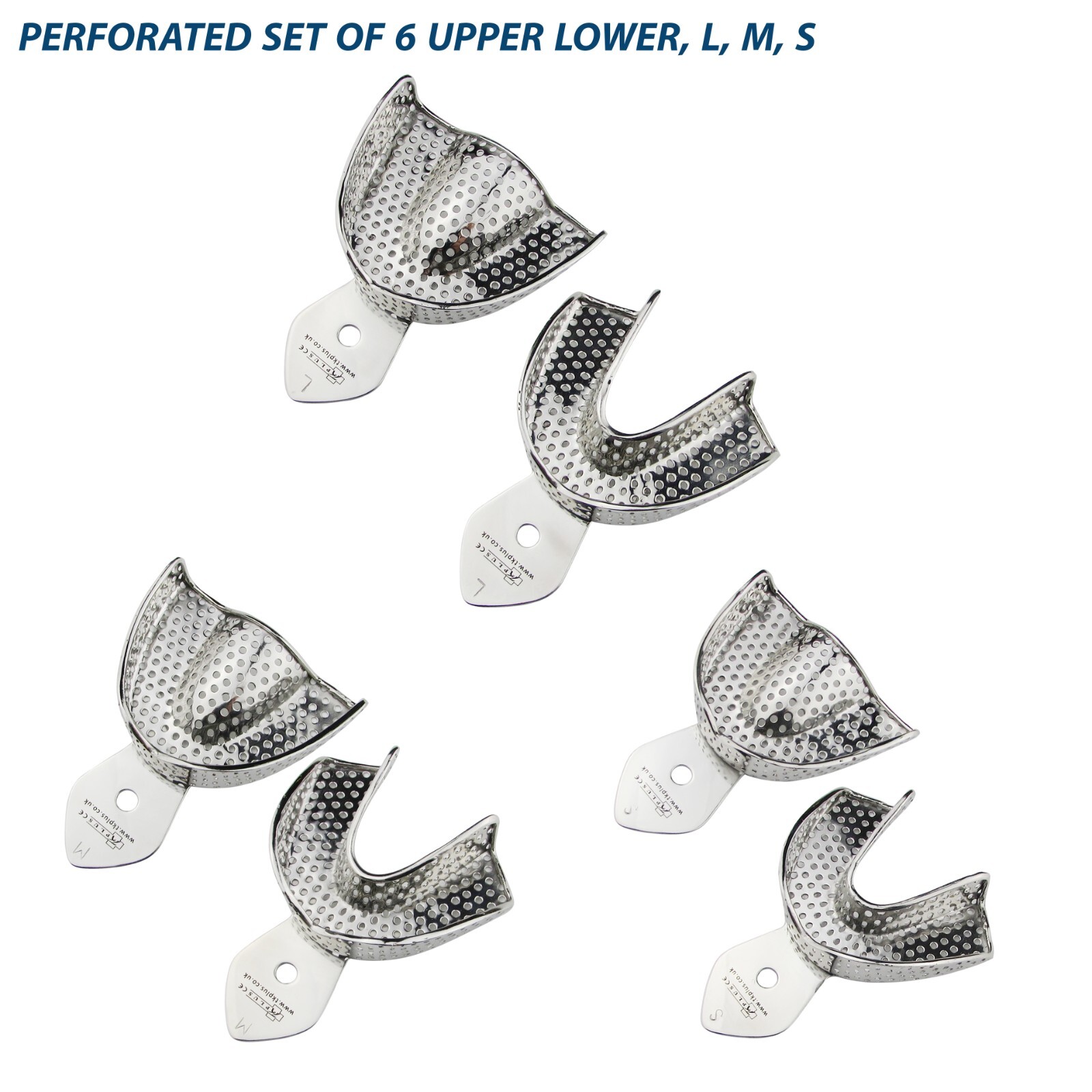 Dental Rim Lock Solid Impression Trays Set perforated Upper & Lower