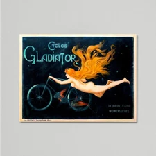 Vintage Art Deco Poster, Cycles Gladiator 1895