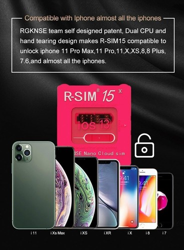 R-SIM15 Sim14+ Nano Unlock Karta RSIM pasuje do iPhone 11 Pro XS MAX XR 8 IOS 14 GB - Zdjęcie 2 z 13