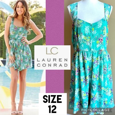 LC Lauren Conrad Womens Dress Fit & Flare Green Floral Chiffon Sweetheart 12 | eBay LC Lauren Conrad Womens Dress Fit & Flare Green Floral Chiffon Sweetheart 12 | eBay
