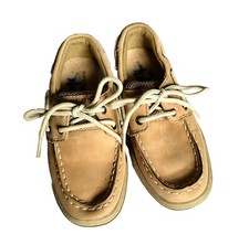 Sperry Top-Sider Boys Sz 10 Camel Beige Leather Boat Shoes